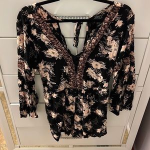 Long sleeve floral romper